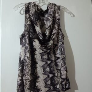 Ann Taylor Black and Cream Patterned Tank Top